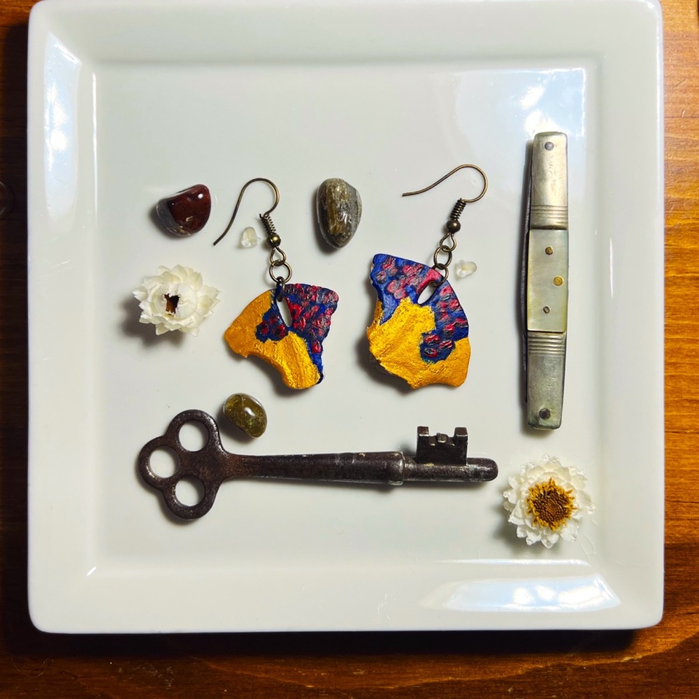 Sand Dollar Fragments: Handcrafted Earrings